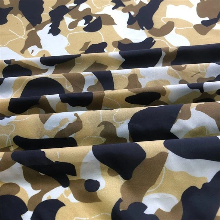 brown camouflage print polyester fabric