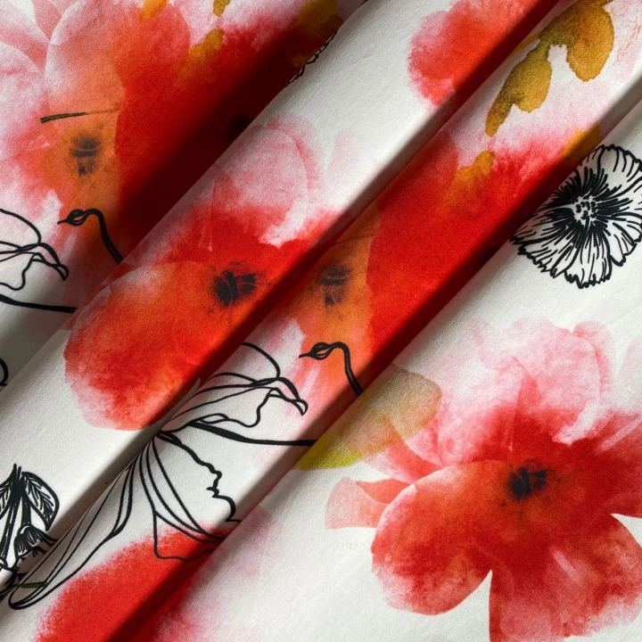 Bold Floral Stretch Sateen