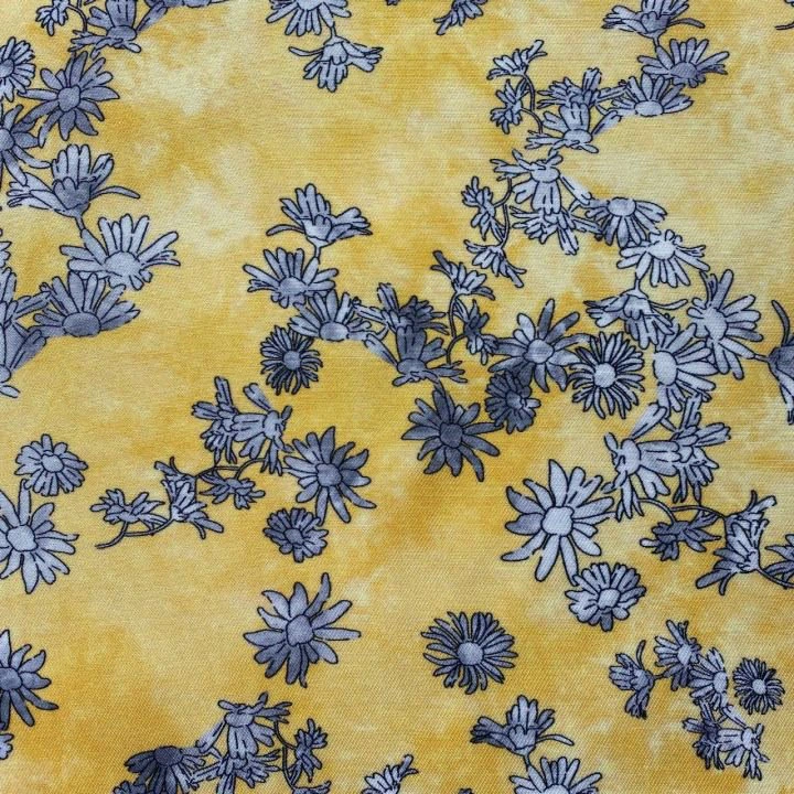 Bold Yellow Floral Rayon And Viscose Fabric