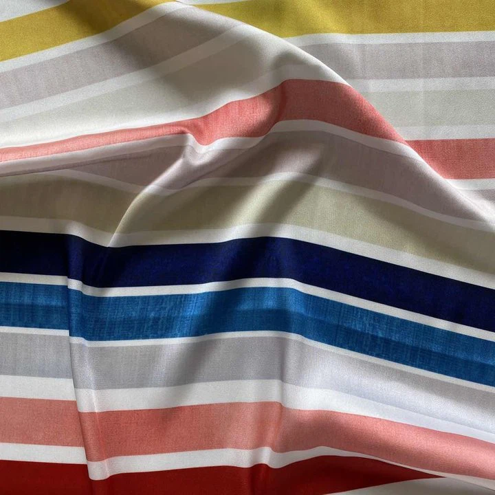 Broad Color Stripe Printed Chiffon
