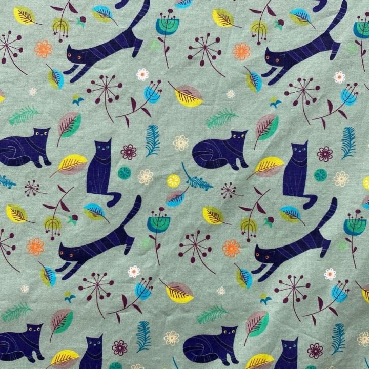 cartoon cat print  cotton poplin