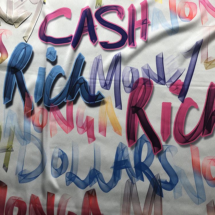 Colorful Alphabet Twist Satin Fabric