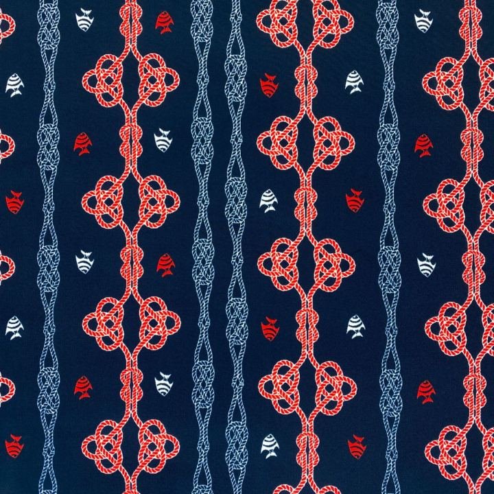 Dark Blue Fish Print Fabric