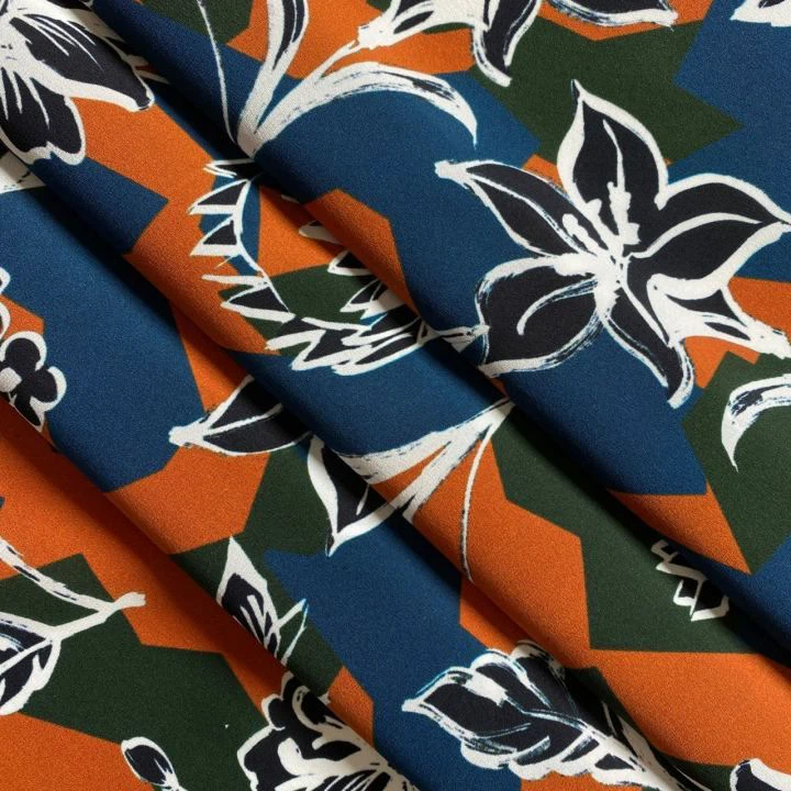 Digital Print Elastic Crepe De Chine