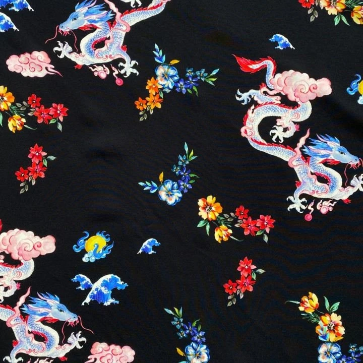 Digital Printed Plain Weave Elastic Crepe
