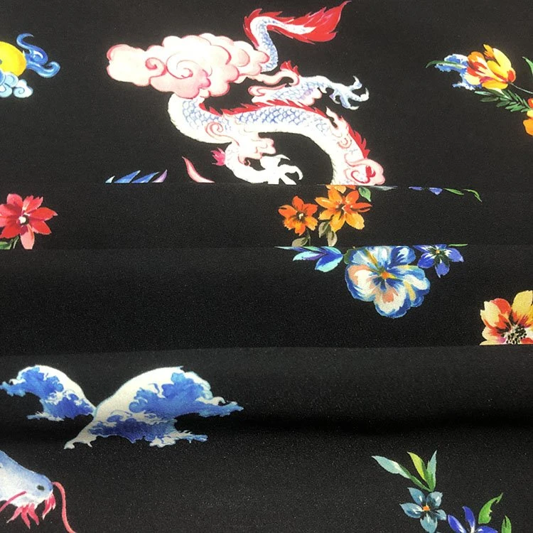Flower Cloud Dragon Stretch Crepe Fabrics