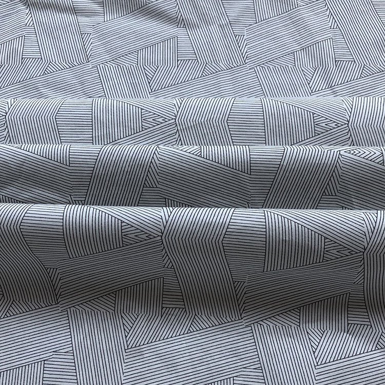 Grey Striped Cotton-Poplin Fabric