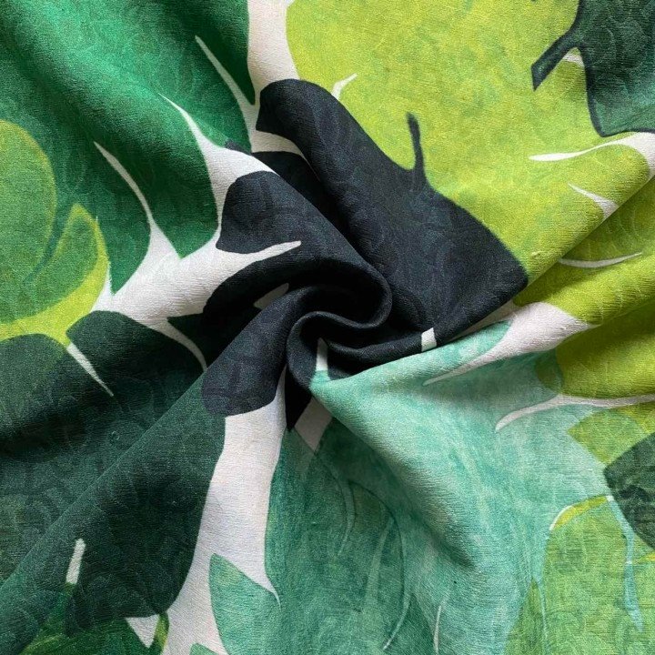 green plant digital print silk fabric