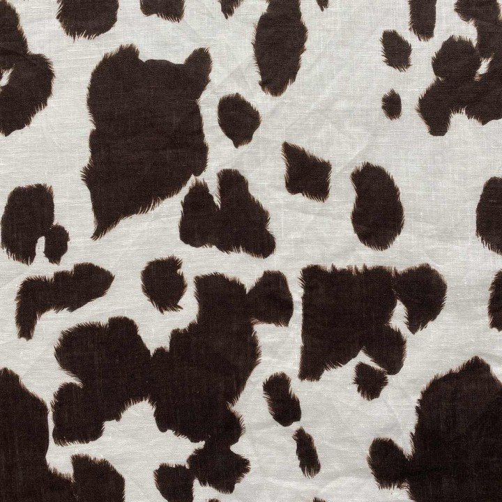 Linen Fabric With Cow Pattern Print