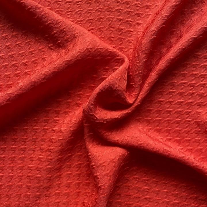 Red Swallow Gird Jacquard Crepe