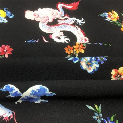 Flower Cloud Dragon Stretch Crepe Fabrics