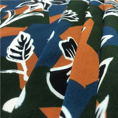 Leaf Stretch Crepe De Chine Fabrics