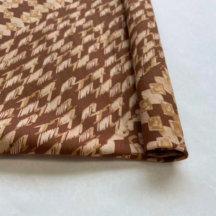 brown print tencel cotton poplin