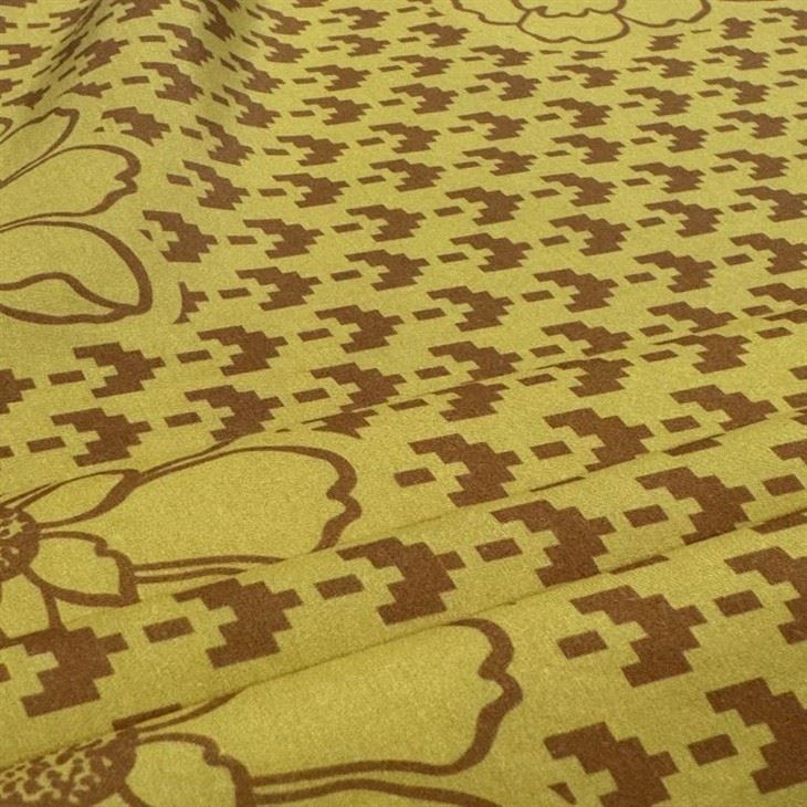 Yellow Patterns Soft Silk Cotton Blended Fabric