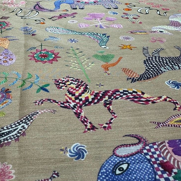Animals Pattern Soft Silk Linen High Quality Fabric