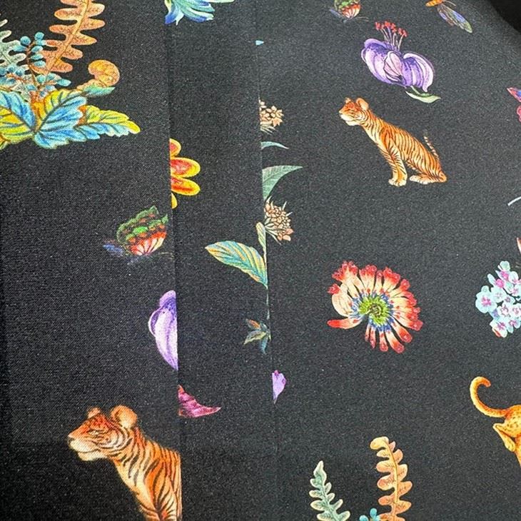 Black Forest Pattern Crepe De Chine Soft Stretch Fabric