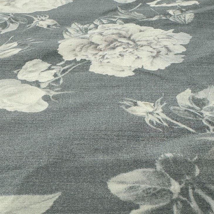 Colorful Flower Heavy Silk Wool Blended Fabric