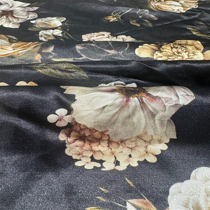 Colorful Flower Heavy Silk Wool Blended Fabric