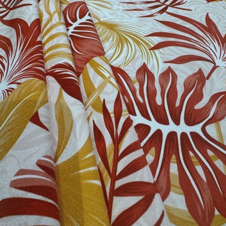 Comfortable Leaf Stretch Twill Silk Soft Fabric