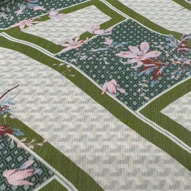Comfortable Soft Flower Silk Cotton Blended Fabric