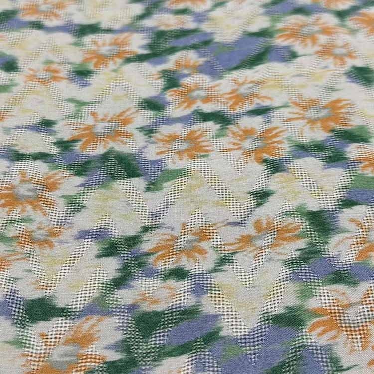 Flower Pattern Silk And Viscose Fabric