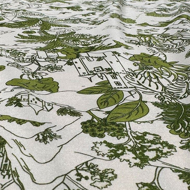 Green Line Pattern Habotai Silk Comfortable Fabric