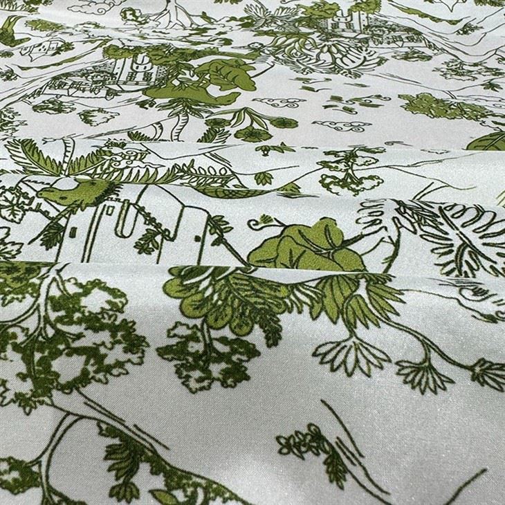 Green Line Pattern Habotai Silk Comfortable Fabric