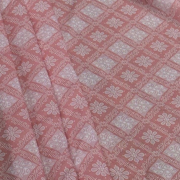 Grid Comfortable Twill Georgette Silk Fabric