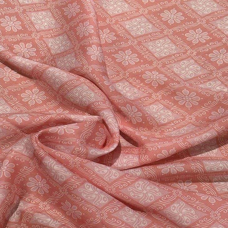 Grid Comfortable Twill Georgette Silk Fabric