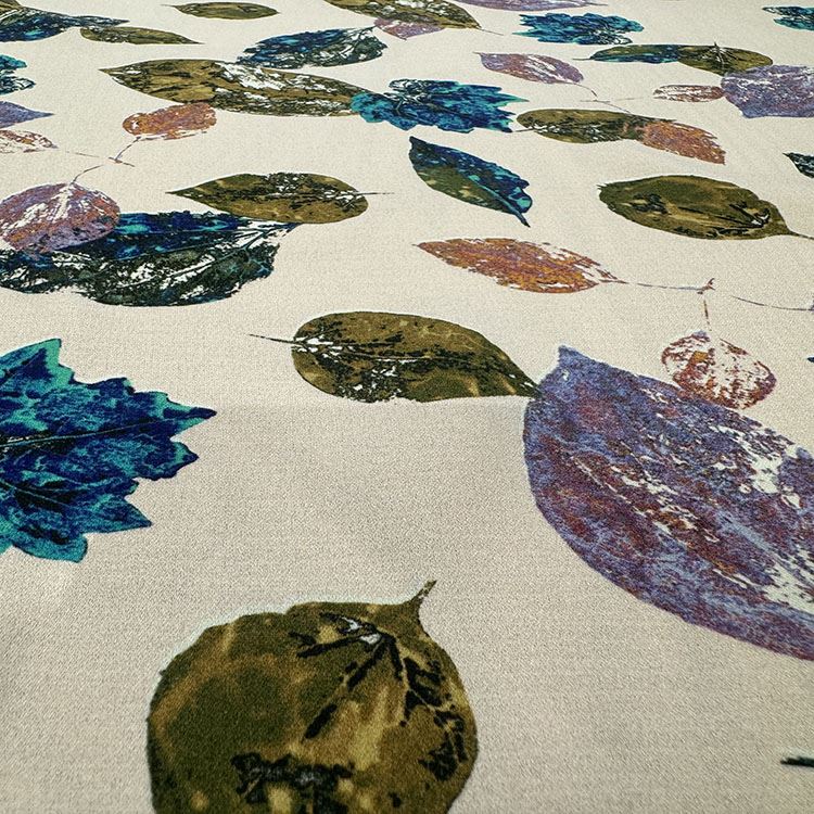 Heavy Comfortable Georgette Silk Leaf Pattern Fabric