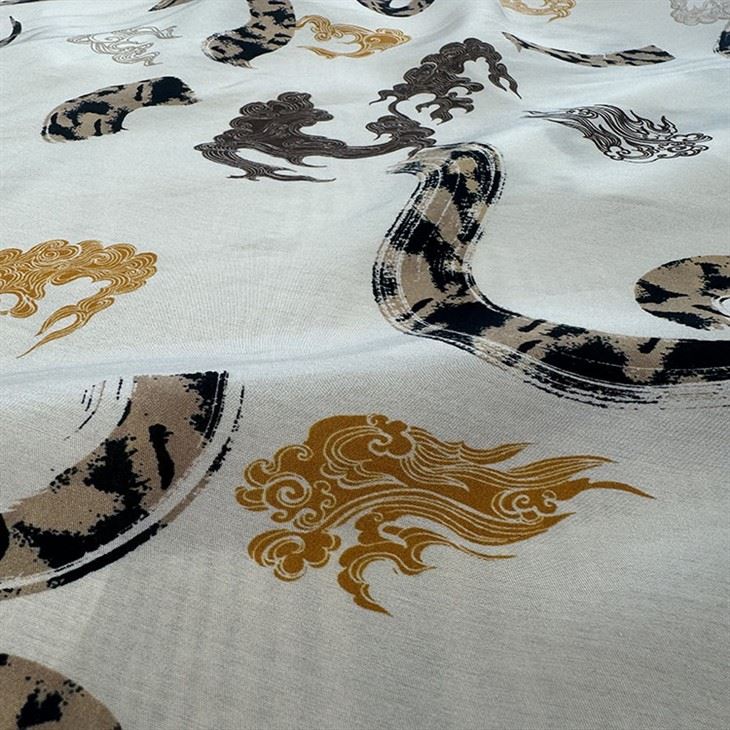 Irregular Cloud Pattern Silk Bamboo Blended Fabric