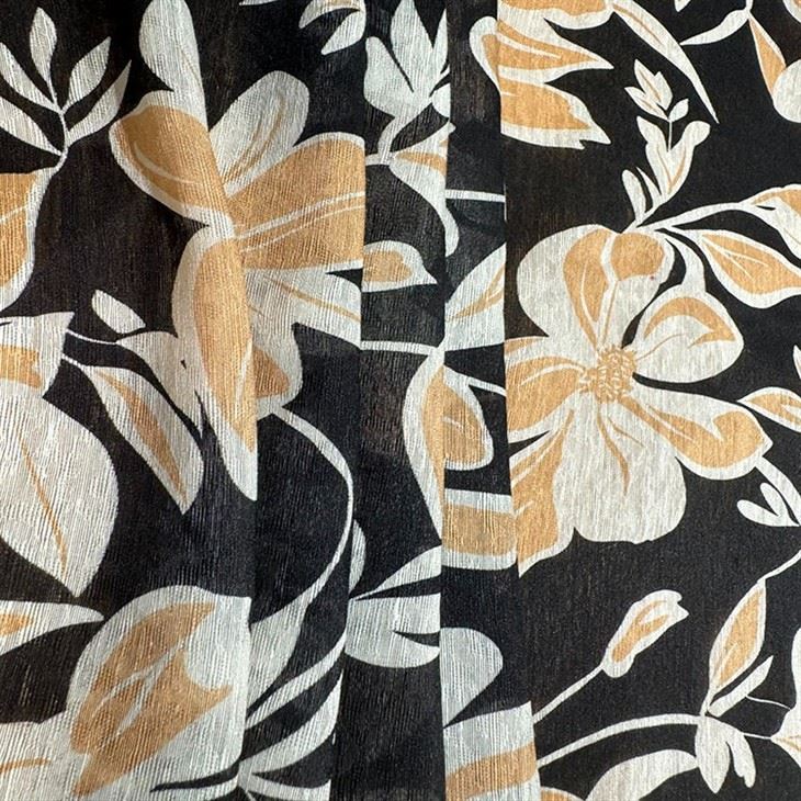 Leaves Pattern Soft Silk Linen Comfortable Fabric