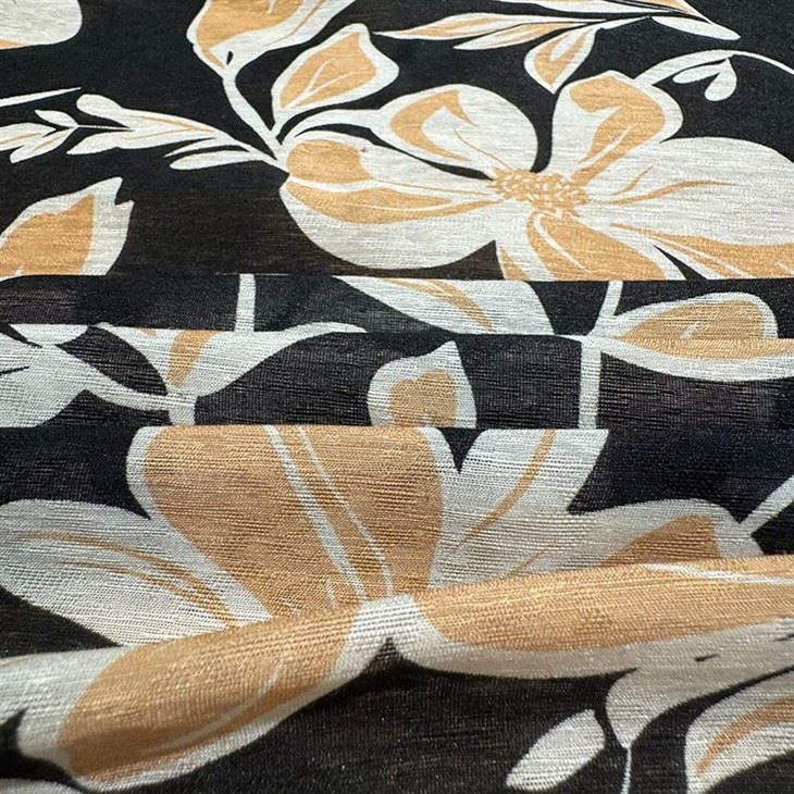 Leaves Pattern Soft Silk Linen Comfortable Fabric