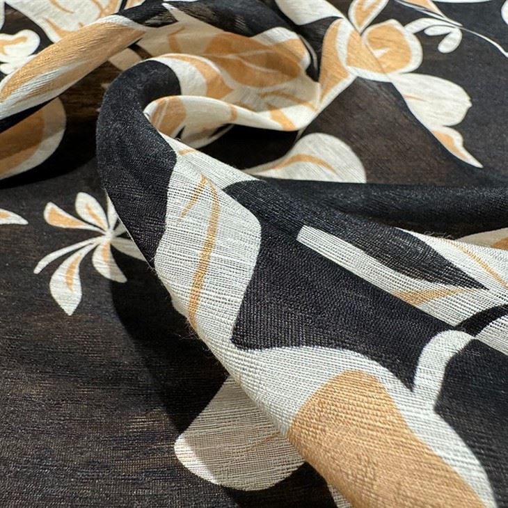 Leaves Pattern Soft Silk Linen Comfortable Fabric