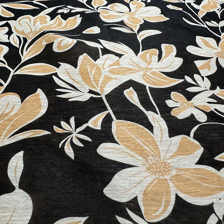Leaves Pattern Soft Silk Linen Comfortable Fabric