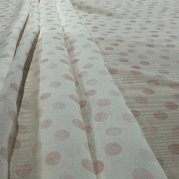 Pink Dot Georgette Silk Light Soft Fabric