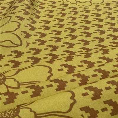 Yellow Patterns Soft Silk Cotton Blended Fabric
