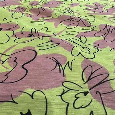 Black Line Yellow Flower Silk Linen Georgette High Quality Fabric