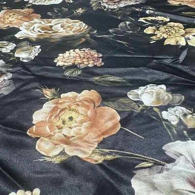 Colorful Flower Heavy Silk Wool Blended Fabric