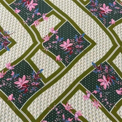 Comfortable Soft Flower Silk Cotton Blended Fabric