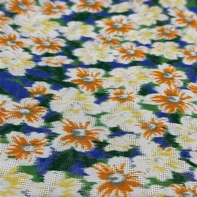 Flower Pattern Silk And Viscose Fabric