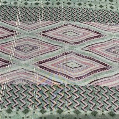 Green Patterns Silk And Viscose Blended Fabric