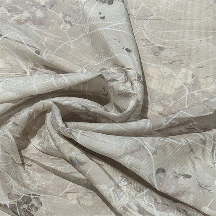 Soft White Line Pattern Habotai Silk Fabric
