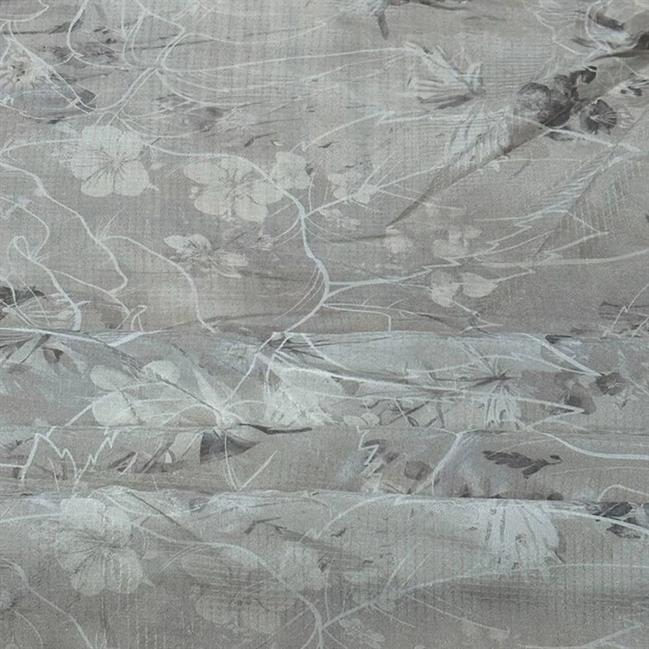 Soft White Line Pattern Habotai Silk Fabric